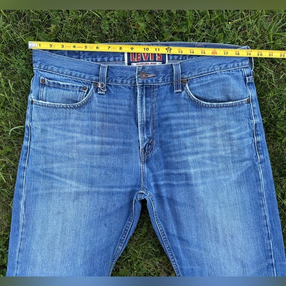 Levis 537 Slim Bootcut Mens 38x30 Denim Jeans Distressed Y2K Cowboy Rocker Biker - Picture 6 of 12